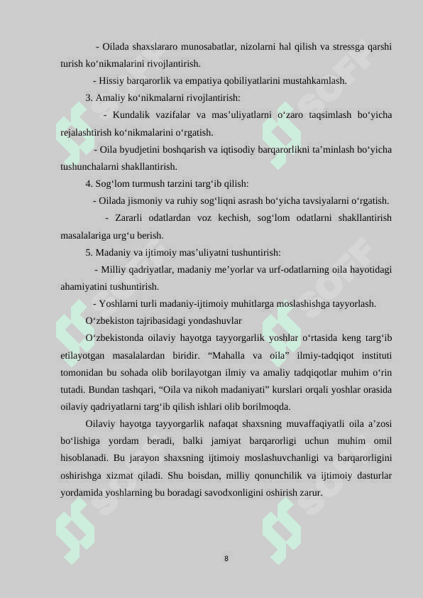 Yoshlarni oilaviy hayotga psixologik tayorlash soxasidagi amaliy ishlarning samaradorligini oshirish omillari 8
