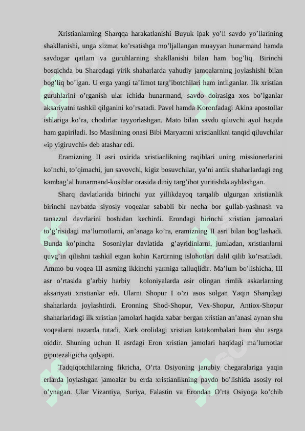 Markaziy Osiyoga xristianlikning kirib kelishi 3