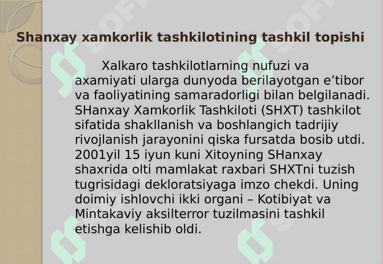 Shanxay hamkorlik tashkiloti va uning faol.. 4