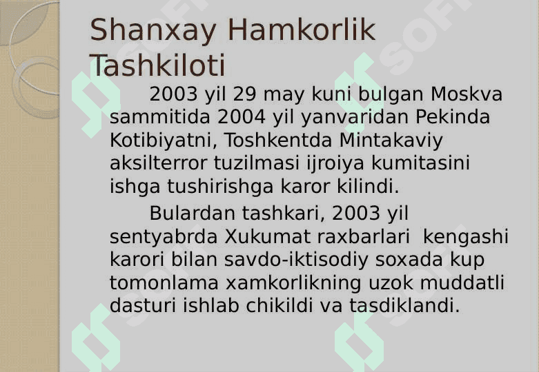 Shanxay hamkorlik tashkiloti va uning faol.. 5