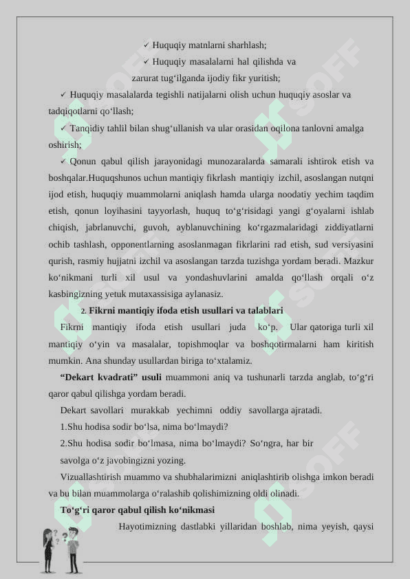 Yurist nutqi sifatiga ijobiy va salbiy ta'sir etuvchi omillar. Mantiqiy fikrlashning omillari, talab va mezonlari. 8