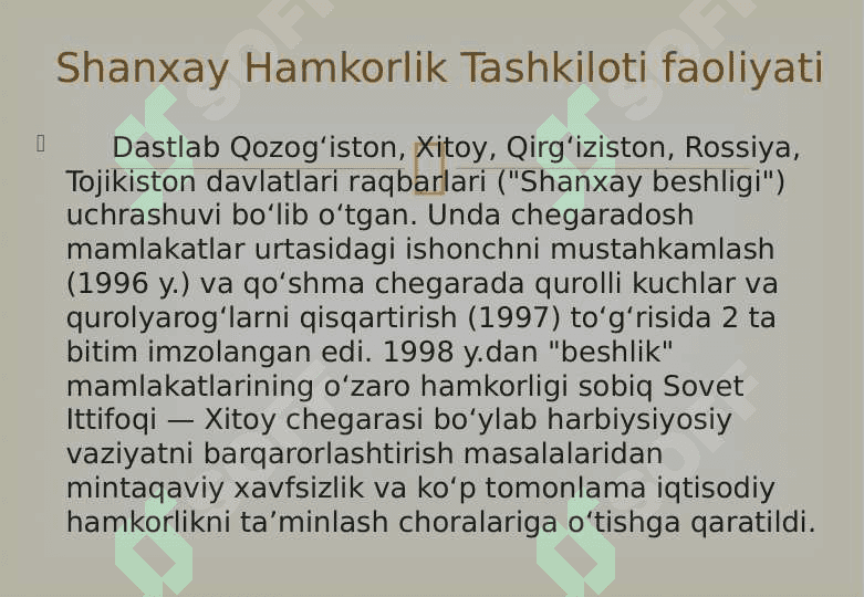 Shanxay hamkorlik tashkiloti va uning faol. 6