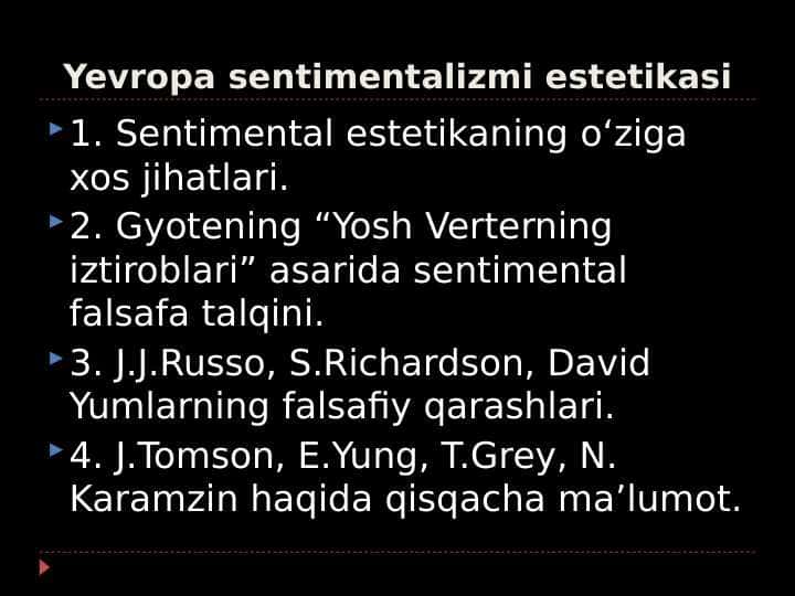 Yevropa sentimentalizmi estetikasi 1