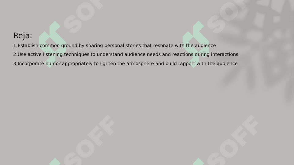 Rapport with the audience 2