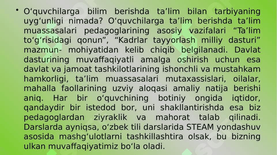Umumta'lim maktabi  Tarbiya darsliklarining tahlil qilish 6