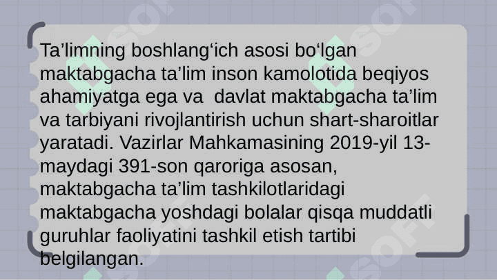 Maktabgachaac talim Tashkilotida qisqa muddatli guruhlarni tashkil qilish 2