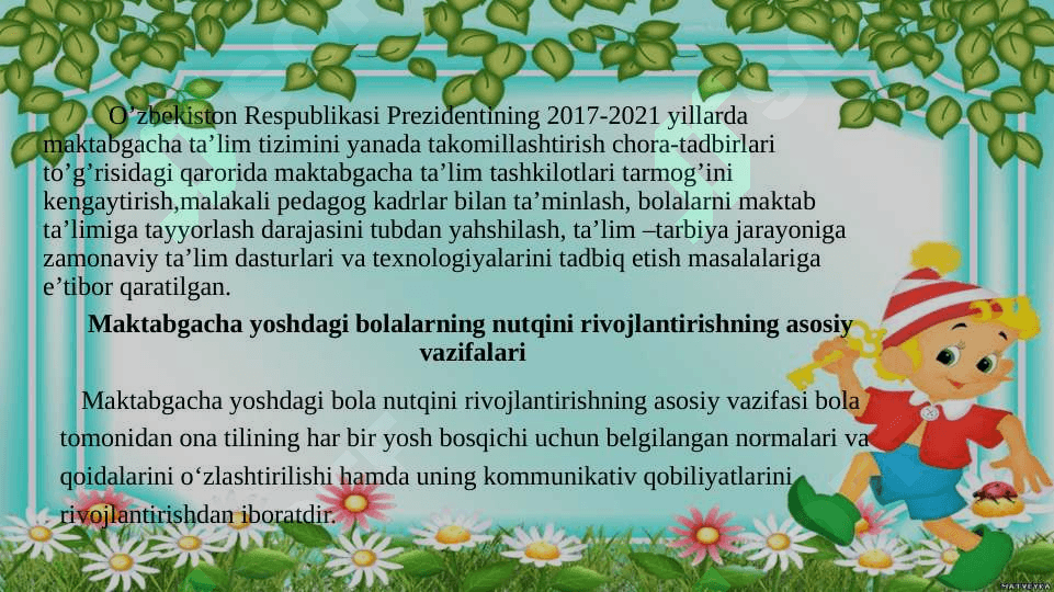 BOLALAR NUTQINI O'STIRISHNING MAQSAD VA VAZIFALARI 4