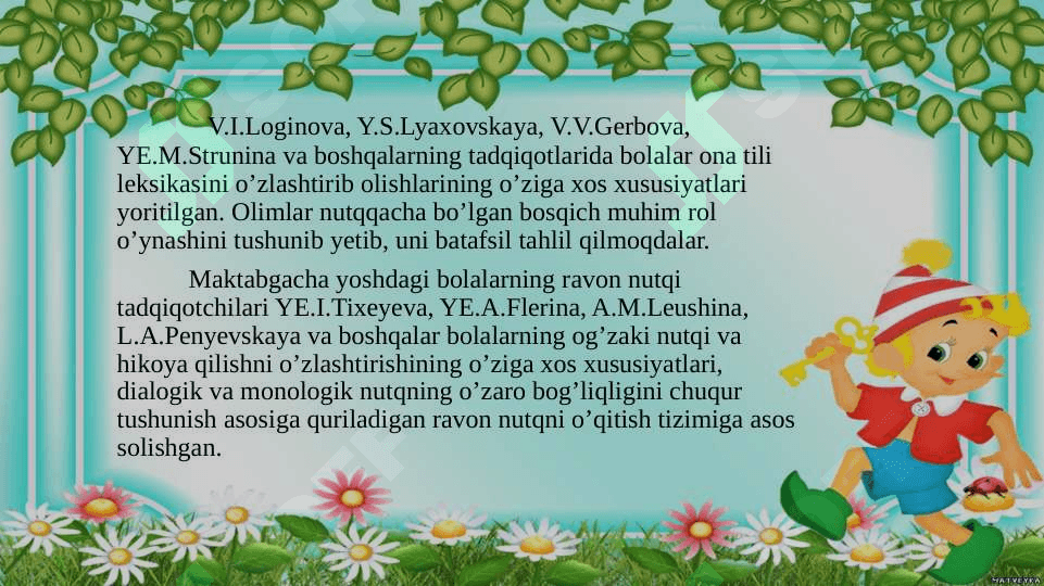 BOLALAR NUTQINI O'STIRISHNING MAQSAD VA VAZIFALARI 8