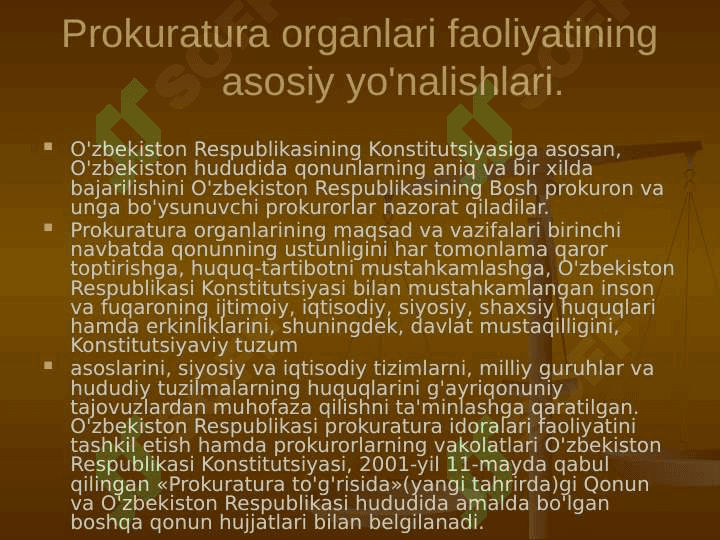 O'zbekiston respublikasida prokuratura organlarining huquqiy asoslari 2