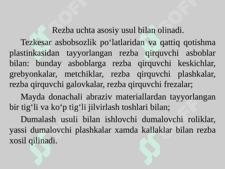 Rezba hosil qiluvchi asboblar 3