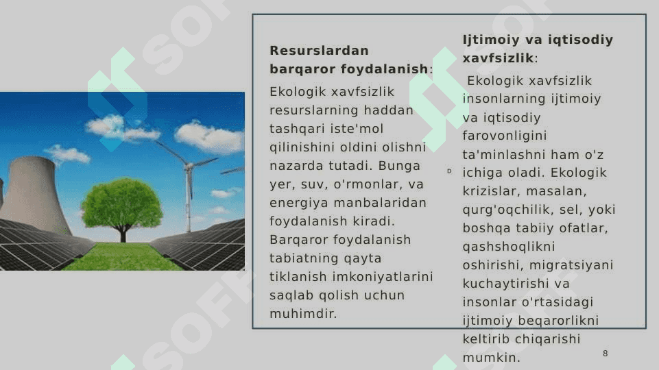 Ekologik xavfsizlikni ta'minlash masalari 8