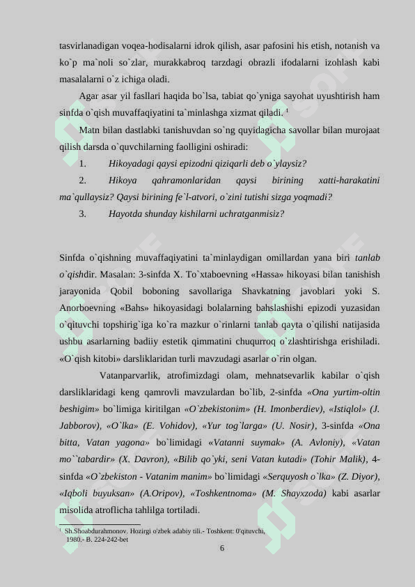 1-2 SINF O’QUVCHILARINING O’QISH MALAKALARINI TAKOMILLASHTIRISH 6