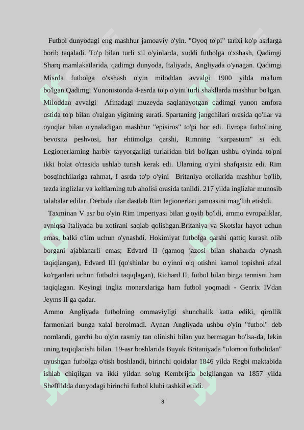 FUTBOL O’YINIDA HARAKATLANISH TEXNIKASINI O’RGATISH. 8