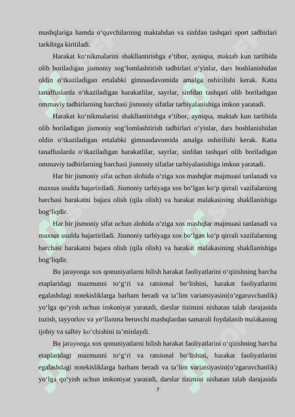 HARAKAT MALAKALARINING TASHKIL ETISH QONUNIYATLARI 6