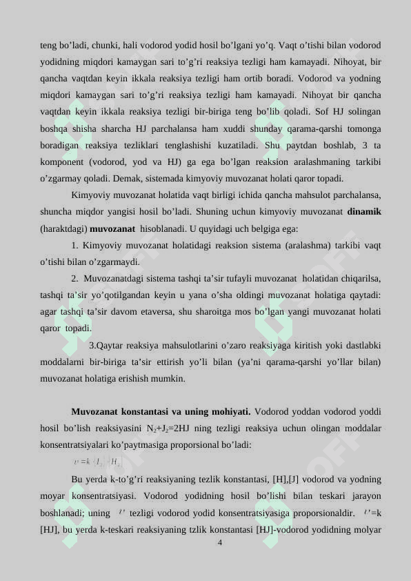 Kimyoviy muvozanat va uni siljishi. Le Shatelye prinsipi 4