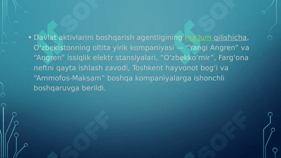O‘zbekistonning 6 ta yirik kompaniyasi 2