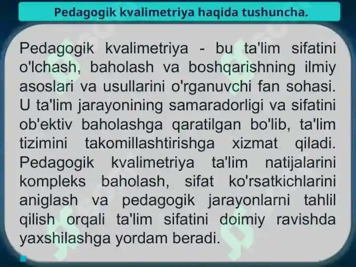 Pedagogik kvalimetriyaning mazmuni-lnternet tarmog'idan mavzuga doir axborotlar izlash va tahlil qilish. 3