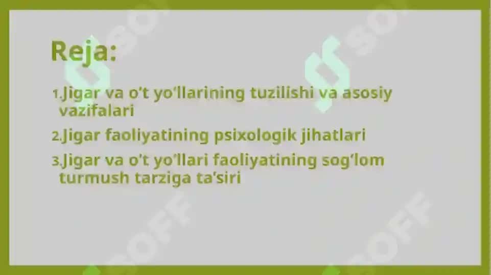 Jigar va o‘t yo‘llarining fiziologiyasi 2