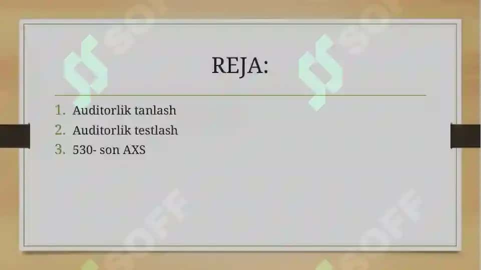 Auditorlik tanlash va testlashning boshqa tanlash amallari. 530- son AXS 2