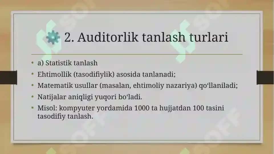 Auditorlik tanlash va testlashning boshqa tanlash amallari. 530- son AXS 4
