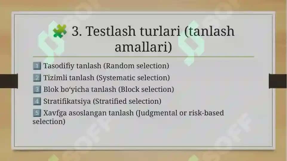 Auditorlik tanlash va testlashning boshqa tanlash amallari. 530- son AXS 6