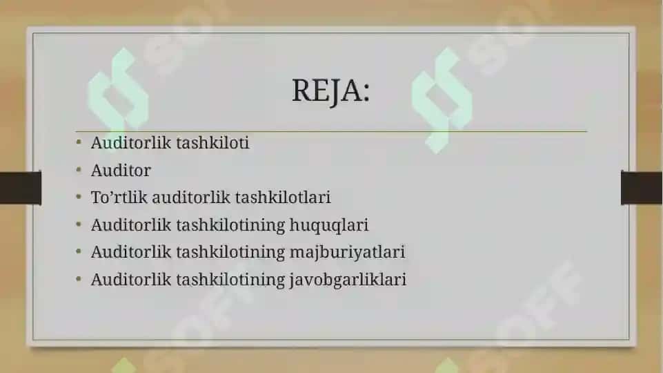 AUDITORLIK TASHKILOTINING HUQUQLARI VA MAJBURIYATLARI 2
