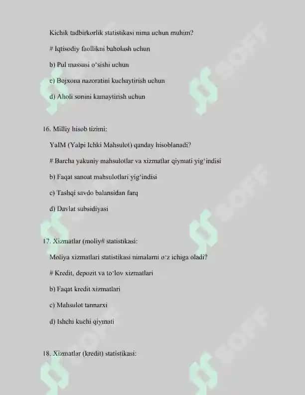 Statistika fanidan test savollari 6