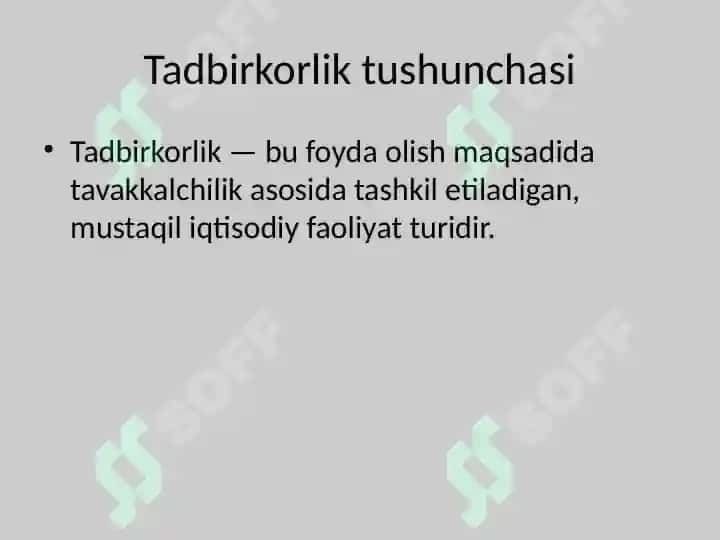 Kichik biznes va tadbirkorlik faoliyatini tashkil etish va boshqarish 4