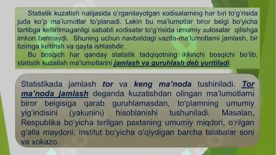 Statistika Jamlash va Guruhlash 3