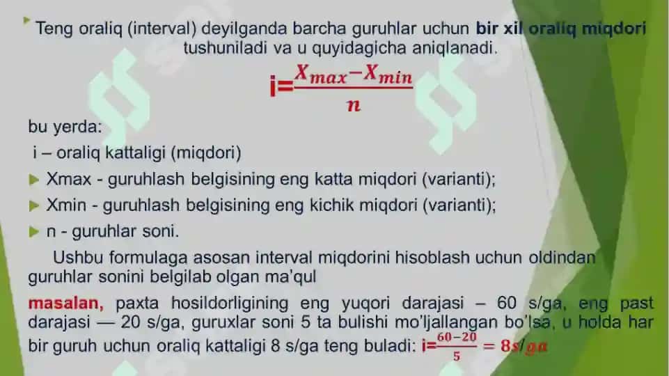 Statistika Jamlash va Guruhlash 8
