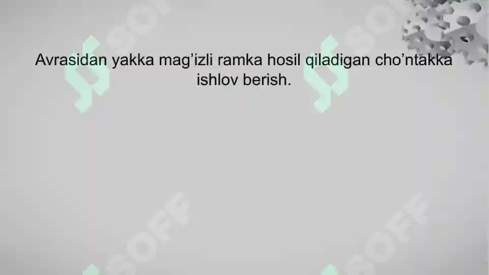 Avrasidan yakka mag’izli ramka hosil qiladigan cho’ntakka ishlov berish. 2