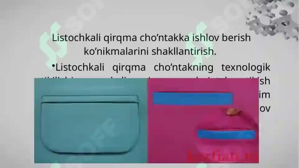 Avrasidan yakka mag’izli ramka hosil qiladigan cho’ntakka ishlov berish. 3