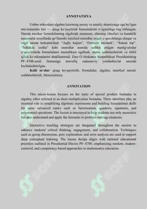 Qisqa ko‘paytirish formulalari 2