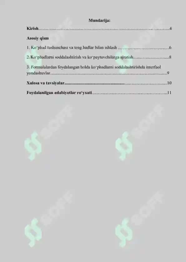 Matematika fanida “Ko‘phadlar bilan ishlash va ularni soddalashtirish”ni o‘tish metodikasi 3