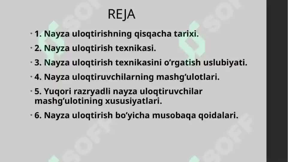 Nayza uloqtirishning asoslari 2
