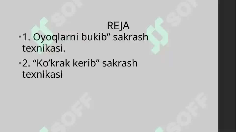 Oyoqlarni bukib sakrash texnikasi asoslari 2