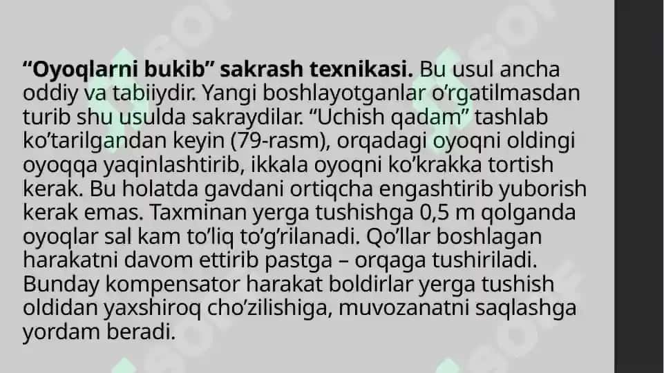 Oyoqlarni bukib sakrash texnikasi asoslari 3