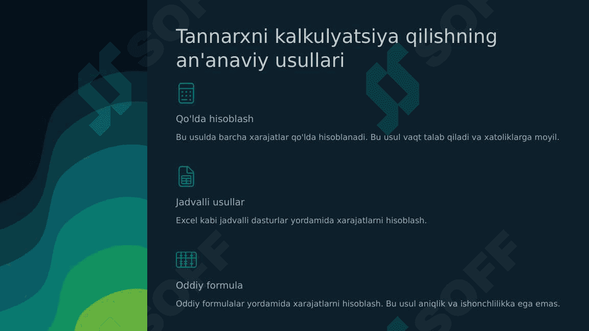 Mahsulot tannarxini kalkulyatsiya qilishning zamonaviy tizimlari 4