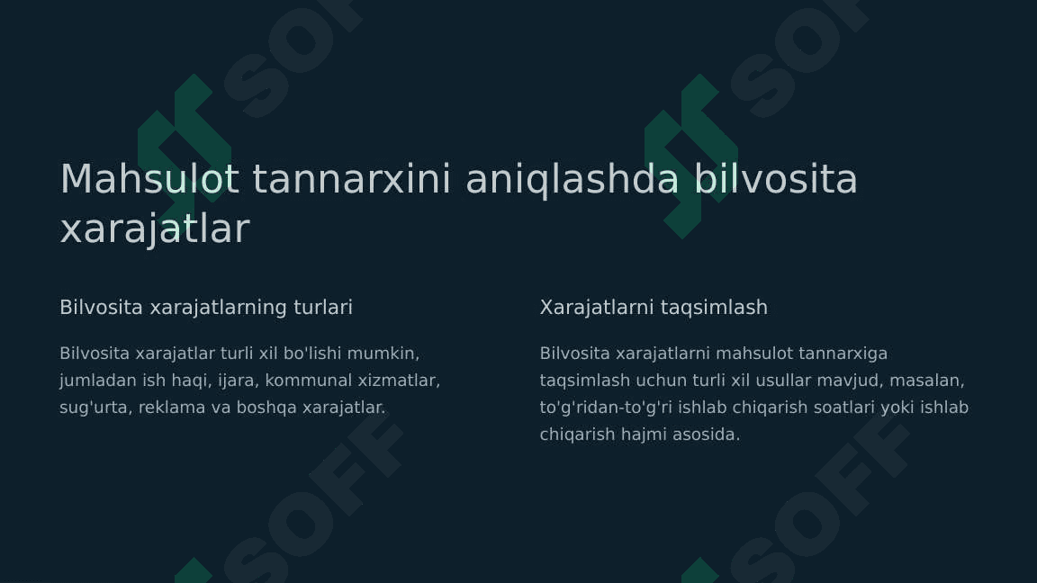Mahsulot tannarxini kalkulyatsiya qilishning zamonaviy tizimlari 8
