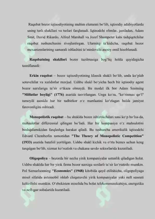 Iqtisodiyotda raqobatni qo'llab quvatlash. Monopolyalar va antimonopol siyosat 8