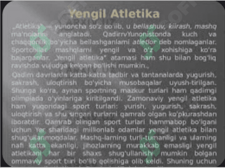 Yengil atletika darslarini tashkil qilish va oʻtkazish 4