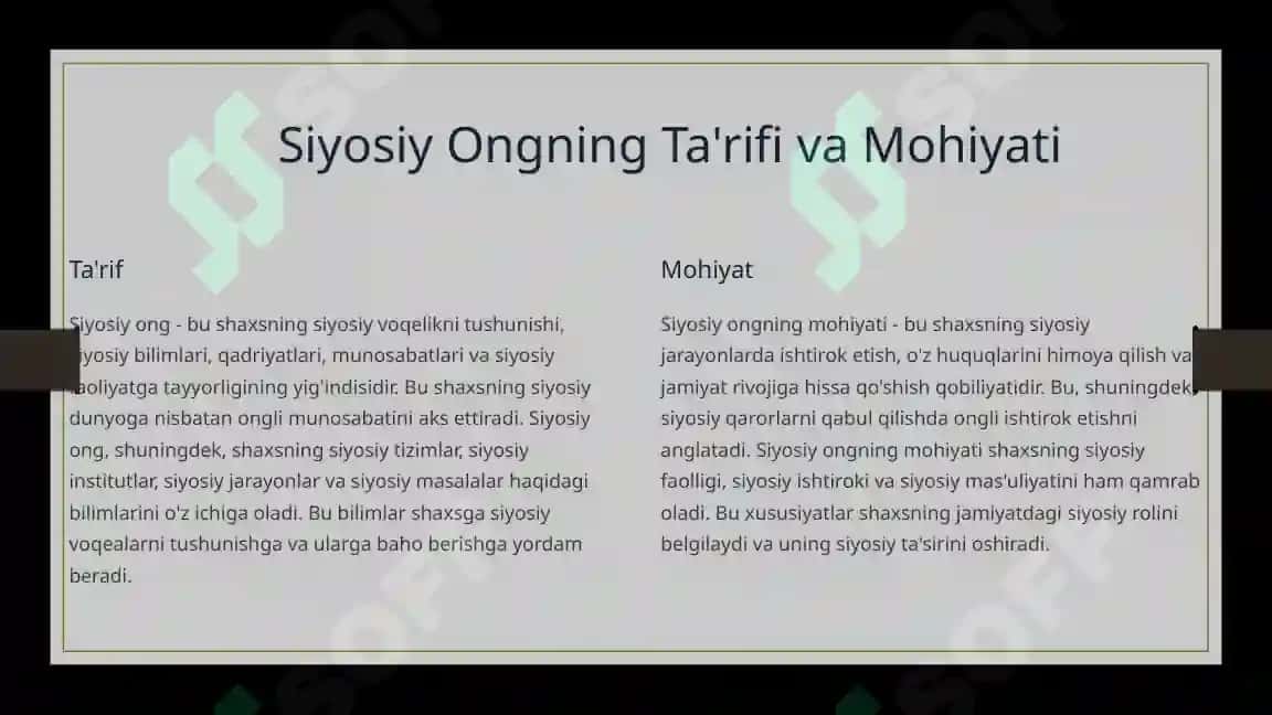 Siyosiy Ong: Jamiyatning Muhim Asosi 2