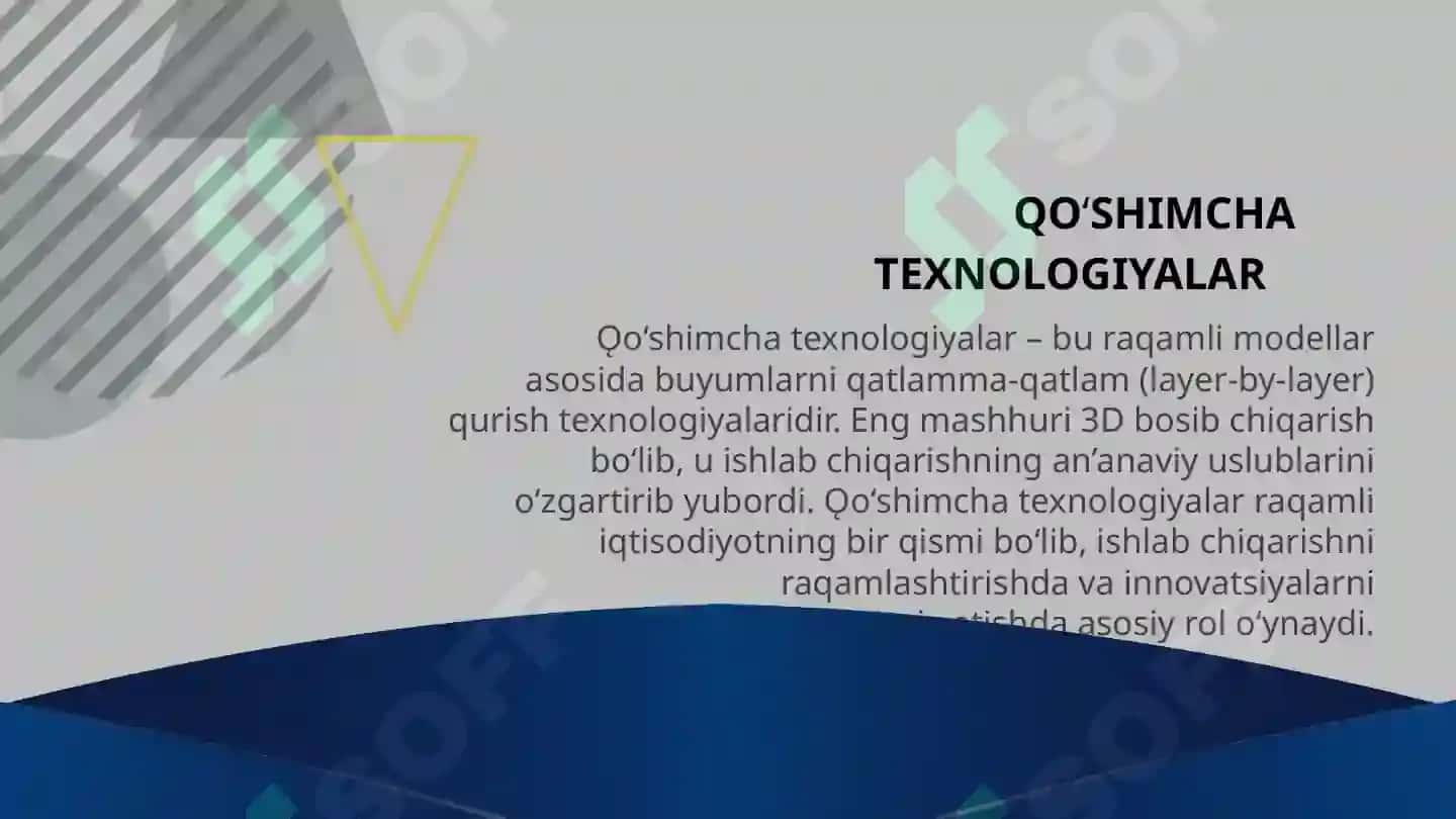 QO'SHIMCHA TEXNOLOGIYALAR. RAQAMLI IQTISODIYOTDAGI SANOAT DEFORMATSIYASI 3