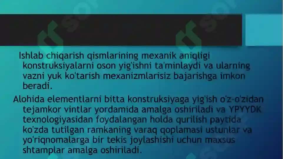 Yengil po'latdan yasalgan yupqa devorli konstruktsiyalar (YPYYDK) 5