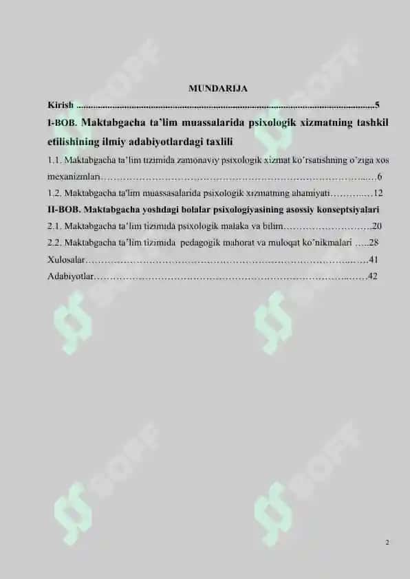 Maktabgacha ta’lim muassalarida psixologik xizmatning tashkil etilishi 2