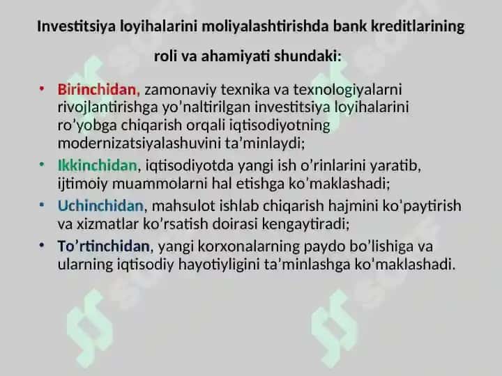 Инвестиция фаолиятини кредитлаш 4