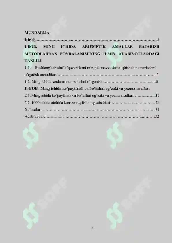 Ming ichida arifmetik amallar bajarish metodlardan foydalanish 2
