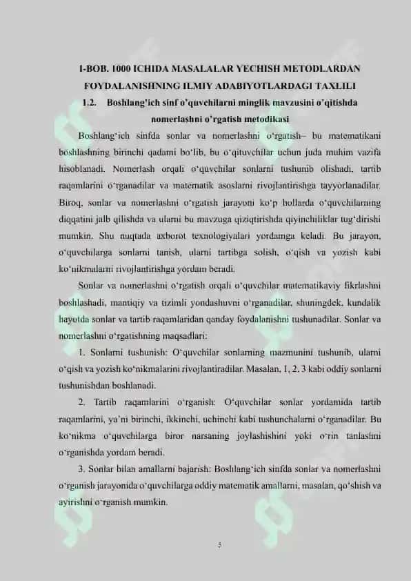 Ming ichida arifmetik amallar bajarish metodlardan foydalanish 5