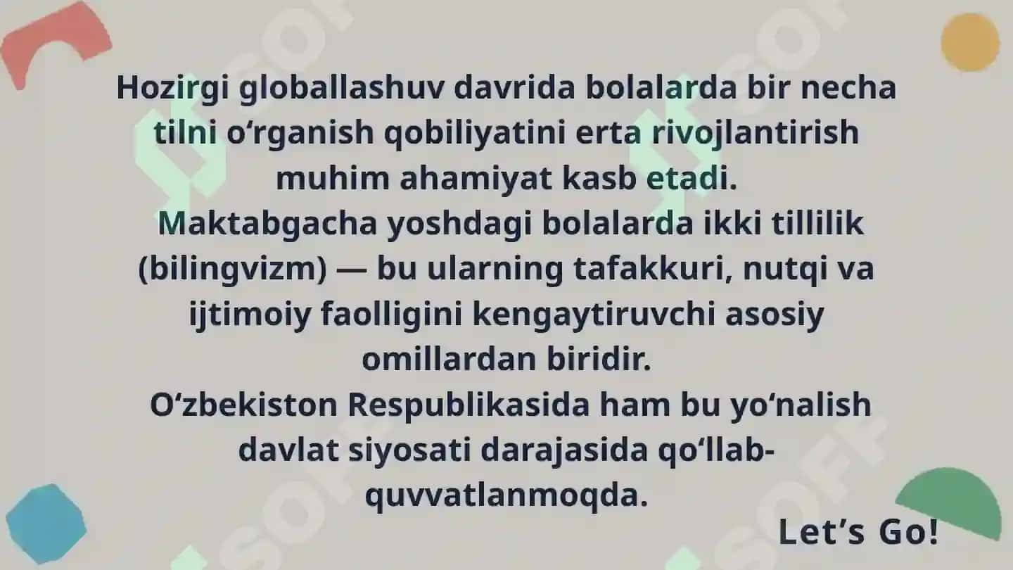 Maktabgacha ta’limda ikki tillilik: sabablari, tabiiy omillar uning shakllanishi, 3