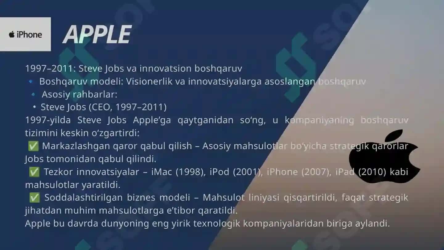APPLE KOMPANIYASININNG KORPORATIV BOSHQARUVI 4